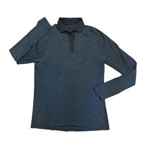 Lululemon men’s long sleeve gray Heathered polo size large contrast collar